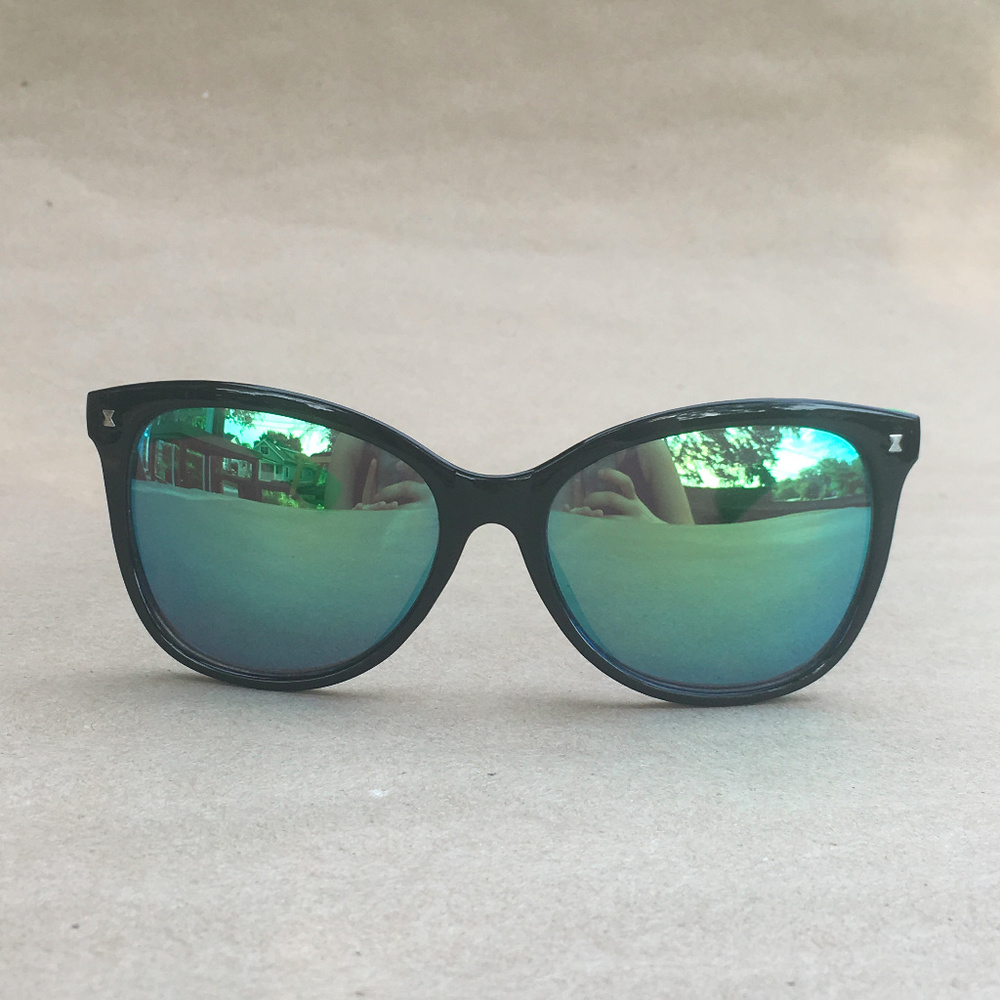Green and black mirrored sunglasses